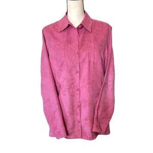 Craft & Barrow‎ floral suede texture lightweight pink jacket women size L